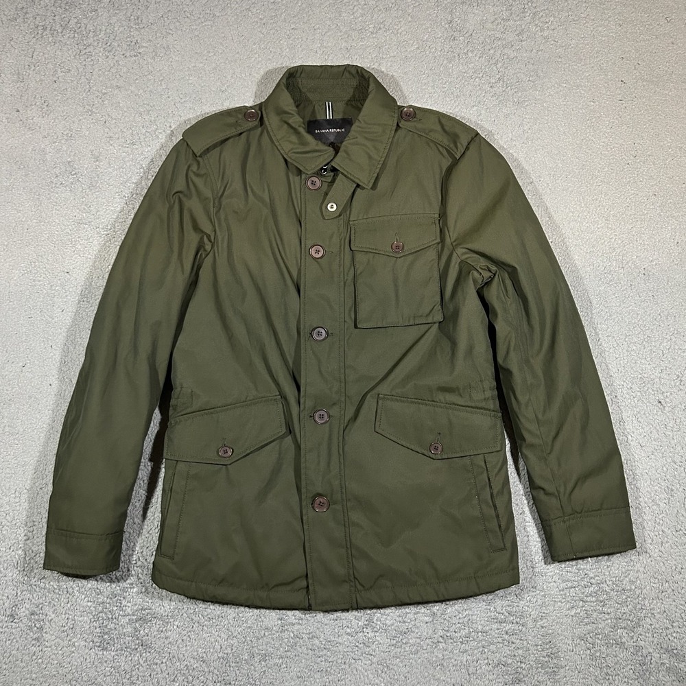 Banana Republic Mens Small Olive Green Military Field Jacket Cotton Blend S